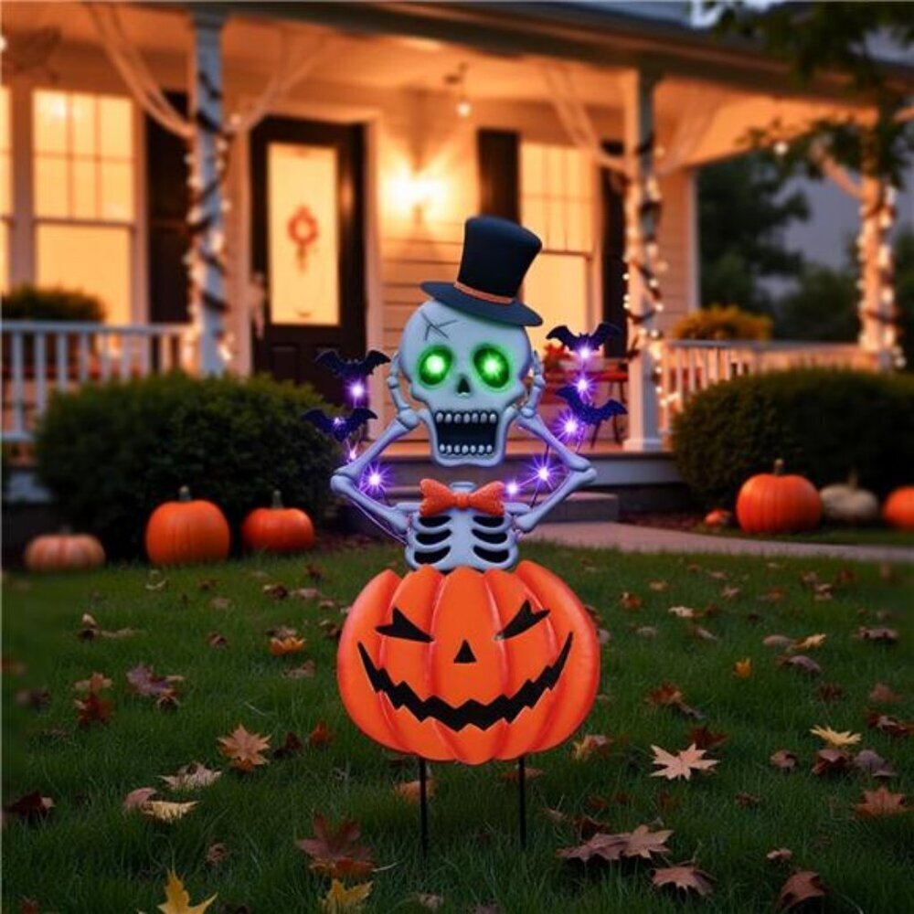 Metal Halloween Garden Stakes Decorations for Outdoor, Skeleton